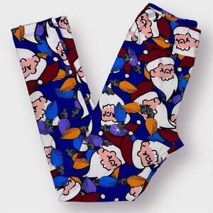 LuLaRoe Vintage Christmas Santa Lights Holiday Leggings OS One Size HTF Unicorn
